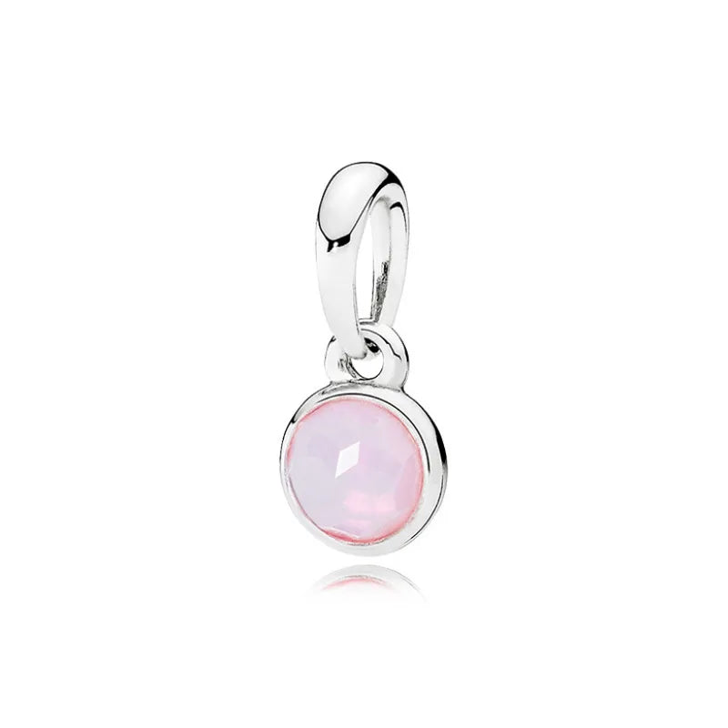 New Hot-Selling Monthly Pendant Water Drop 925 Silver Pendant April Birthstone Garnet Rose Quartz Necklace Women's Jewelry