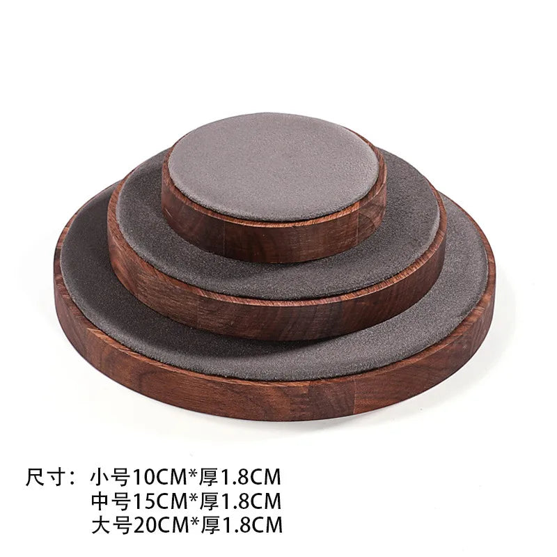 Walnut Round Bracelet Display Stand Chain Bracelet Tray Jewelry Accessory Show Props Solid Wood Hand Chain Display Plate