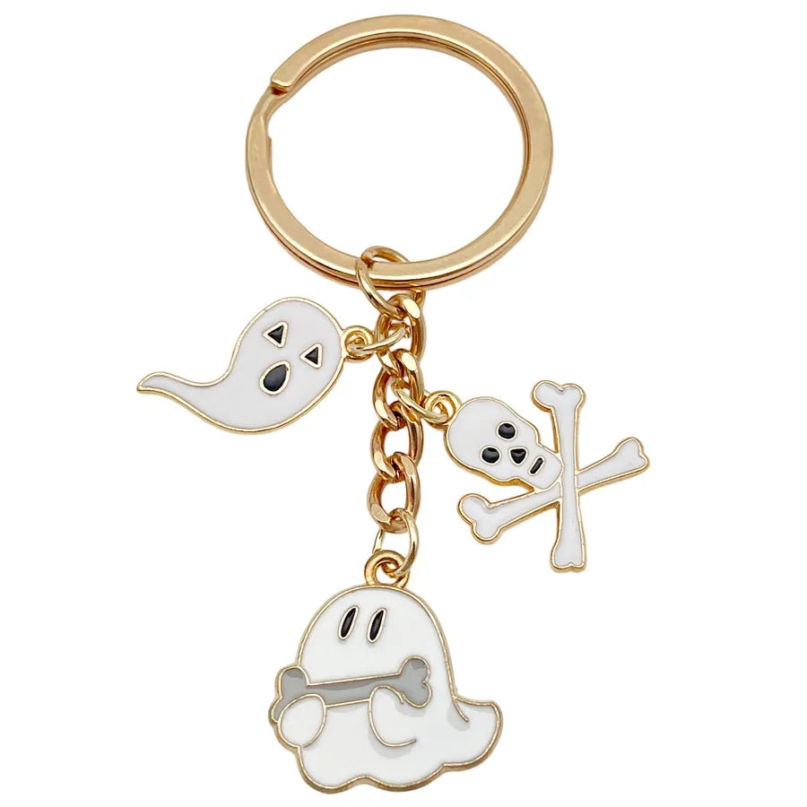Halloween Ghost Cartoon Couple Car Keychain Pendant Ring Creative Personalized Alloy Bag Decorations Small Hanging Ornaments