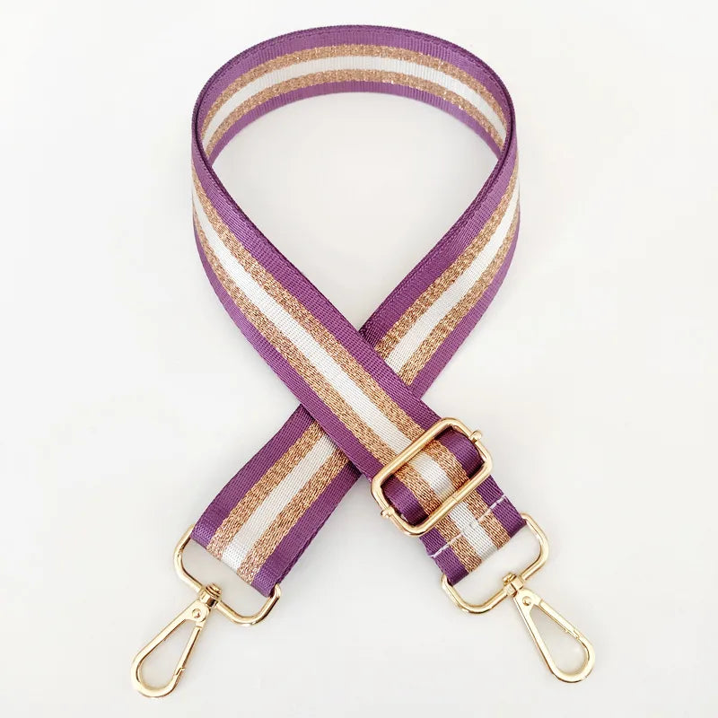 new colorful nylon wide shoulder strap bright gold thread purse accessories strap adjustable shoulder crossbody replacement long strap
