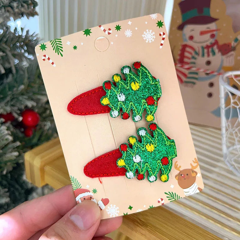 Sweet Cute Christmas Butterfly Knot Hair Clip For Girls Children's Holiday Snowman Tree Hair Accessories Festive Headwear