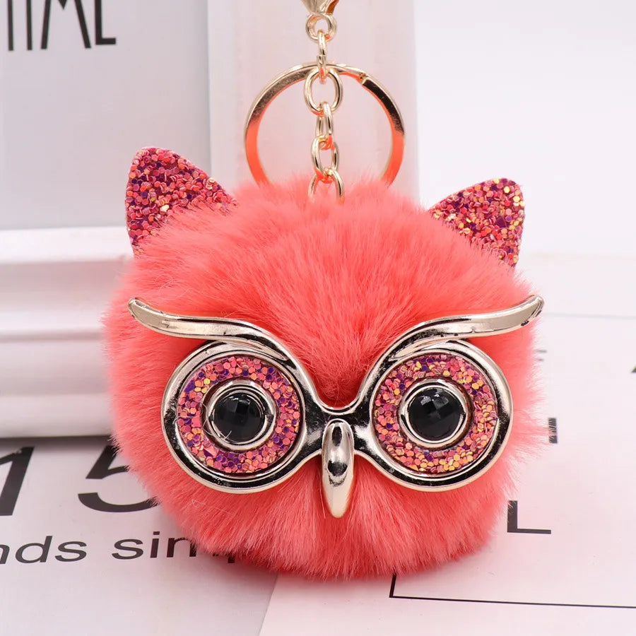 cute owl alloy plush unisex bag pendant keychain 1 piece