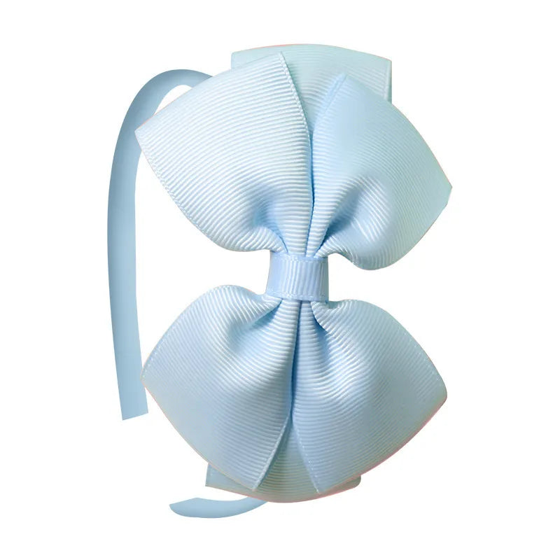 Popular Kidsren's Pure Color Ribbed Rainbow Bow Head Buckle Small Fresh Versatile Girl Headband Hot Sale