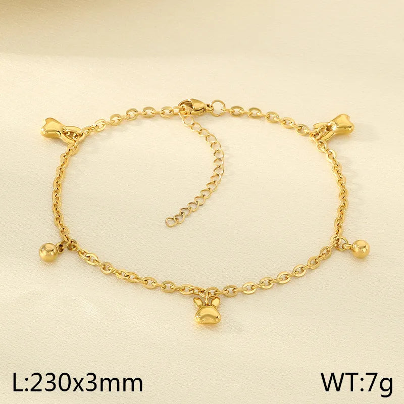 Wholesale Jewelry IG Style Vintage Style Star Moon Cherry 304 Stainless Steel 18K Gold Plated Anklet