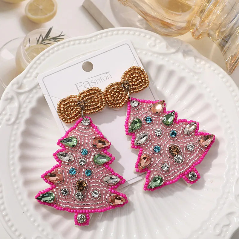 Handmade Christmas Tree Pumpkin Snowflake Earrings Women's Festive Atmosphere Sensation Ear Jewelry Holiday Flower Design