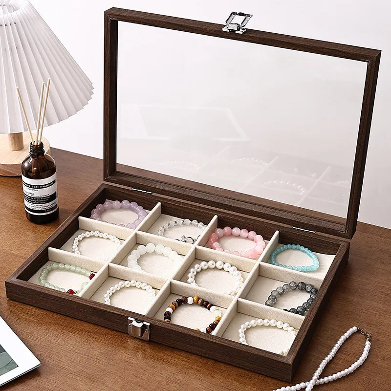 Walnut Color Luxury Covered Jewelry Box Ring Bracelet Earring Necklace Storage Box Dustproof Moistureproof Special Purpose