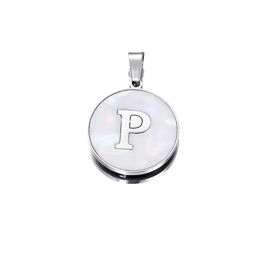 1 Piece 22mm Hole 4~4.9mm 304 Stainless Steel Fritillary Letter Pendant Jewelry Accessories