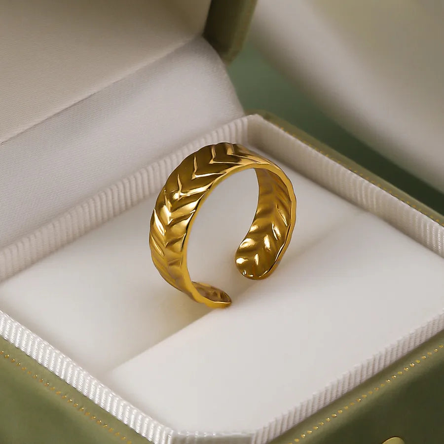Wholesale Jewelry IG Style Elegant Retro Geometric Leaf Heart Shape 304 Stainless Steel Plating Open Rings