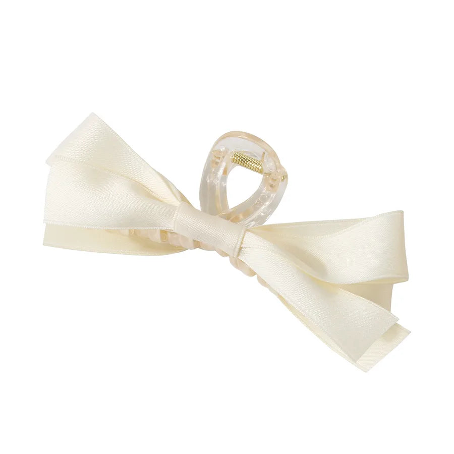 Women's Sweet Solid Color Bow Knot Cloth Handmade Hair Clip