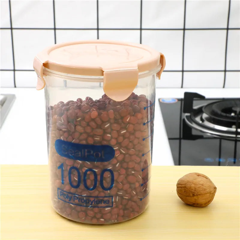 Kitchen Moisture-proof Transparent Sealed Jar Grain Dried Fruit Storage Plastic Jar Snack Storage Jar