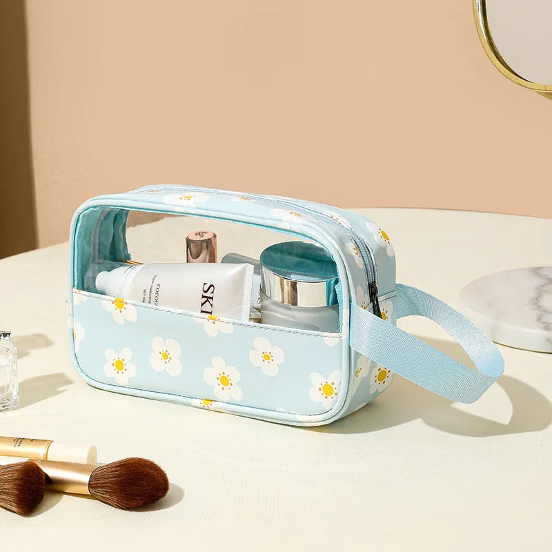 cute pastoral solid color pu leather makeup bags