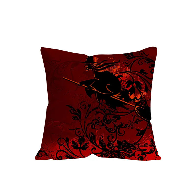 Retro Halloween Skeleton Print Sofa Pillowcase Living Room Decorative Cushion Cover Simple Style Printed Throw Pillow Case