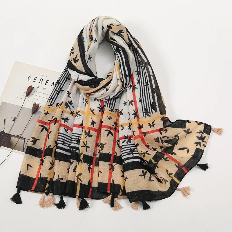 Women's Sweet Color Block Polyester Printing Scarf