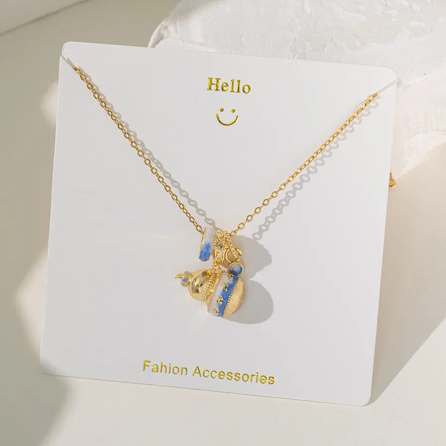 Wholesale Jewelry Elegant Glam Geometric Flower Butterfly 304 Stainless Steel Copper Plating cable chain Pendant Necklace