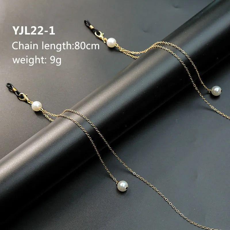 ins Crystal Shell Pearl Glasses Chain Fine Glasses Lanyard Chain Tassel Jewelry Necklace Anti-slip Chain