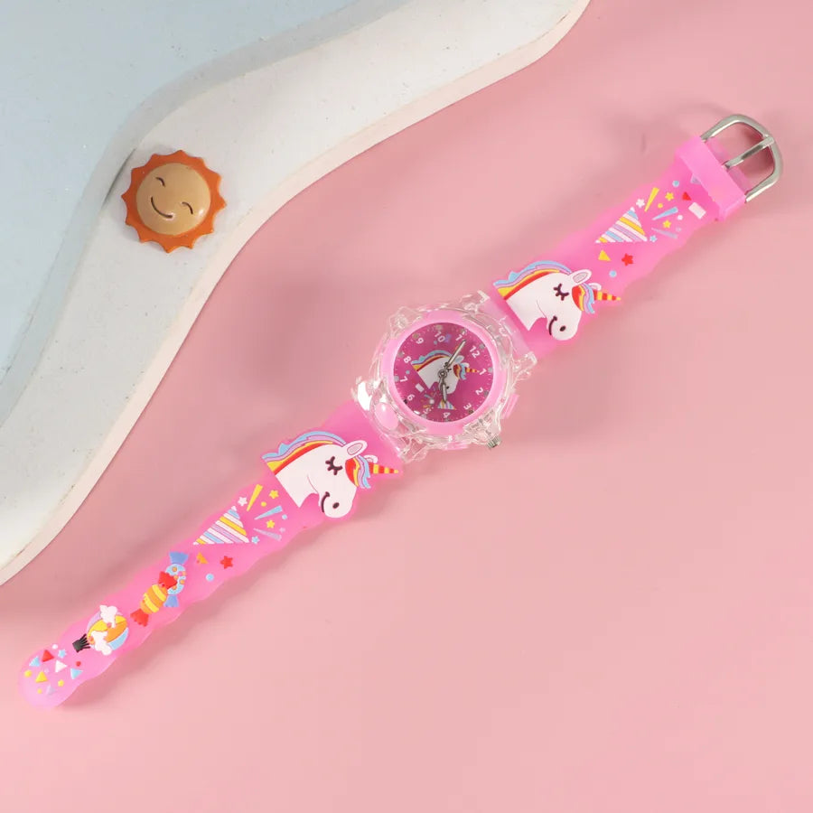 Children's Watch Creative Cartoon Quartz Color Shell Luminous Series Watch Primary School Boys and Girls 3D Viscose Watch
