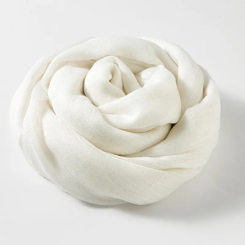 women's simple style solid color cotton and linen silk scarves