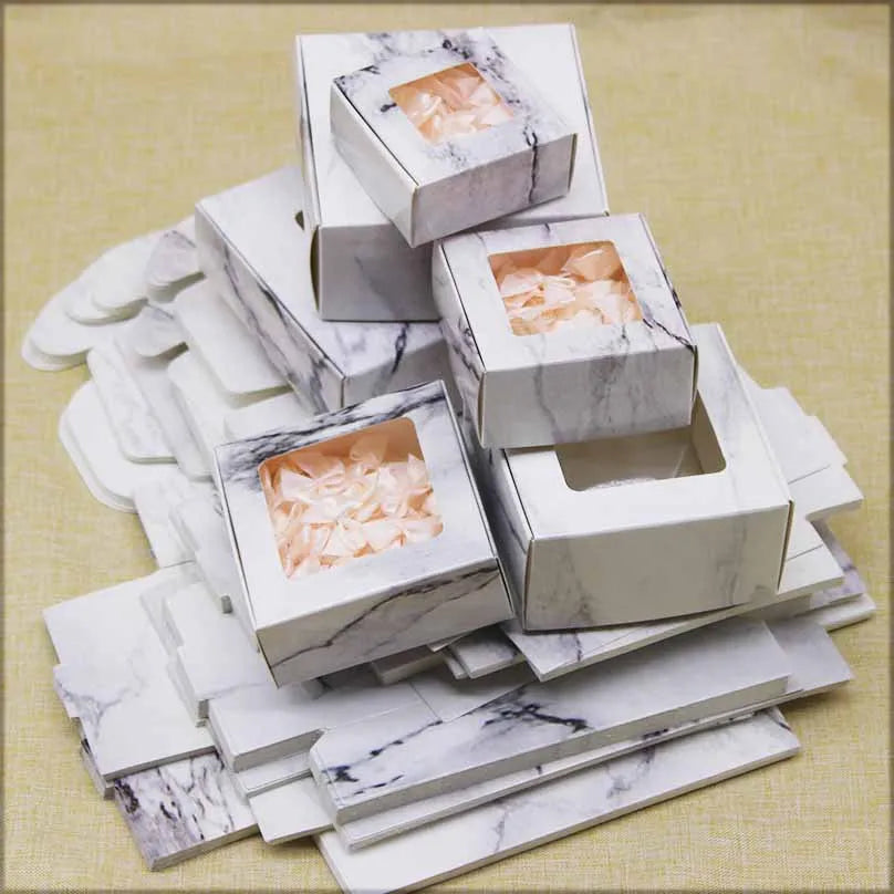 Christmas Gift Box Handmade Printed Paper Marble Pattern Jewelry Packaging Box Multiple Sizes Business Style 300g Material