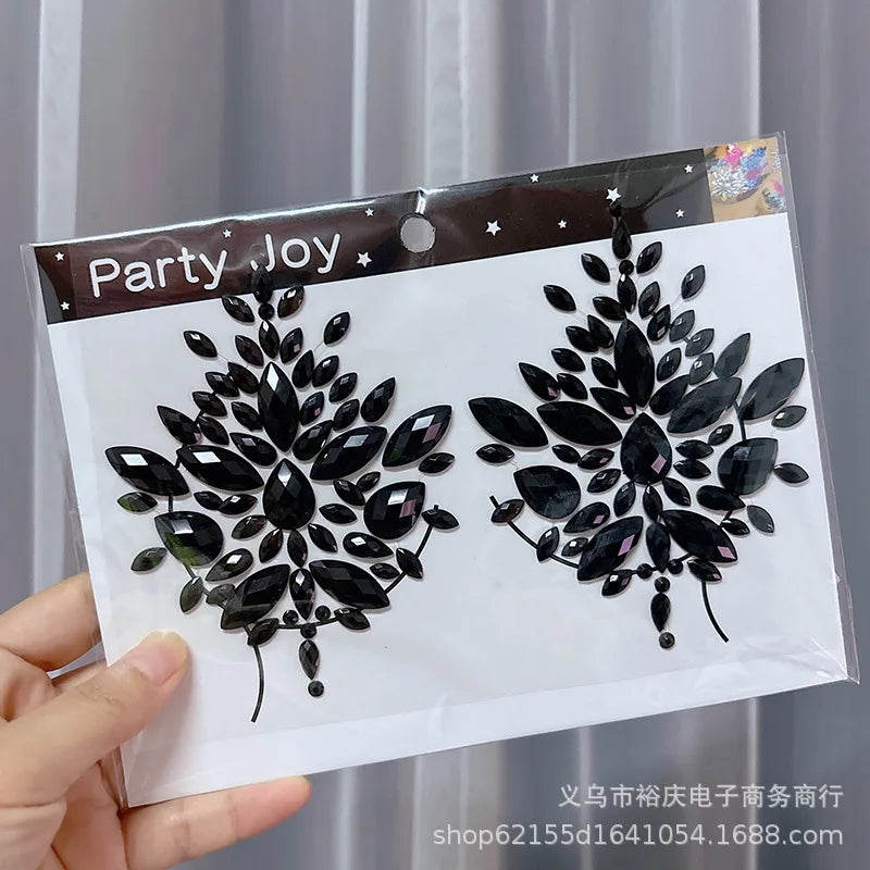 Halloween face stickers chest stickers body tattoo stickers resin acrylic Diamond stickers tattoo stickers wholesale