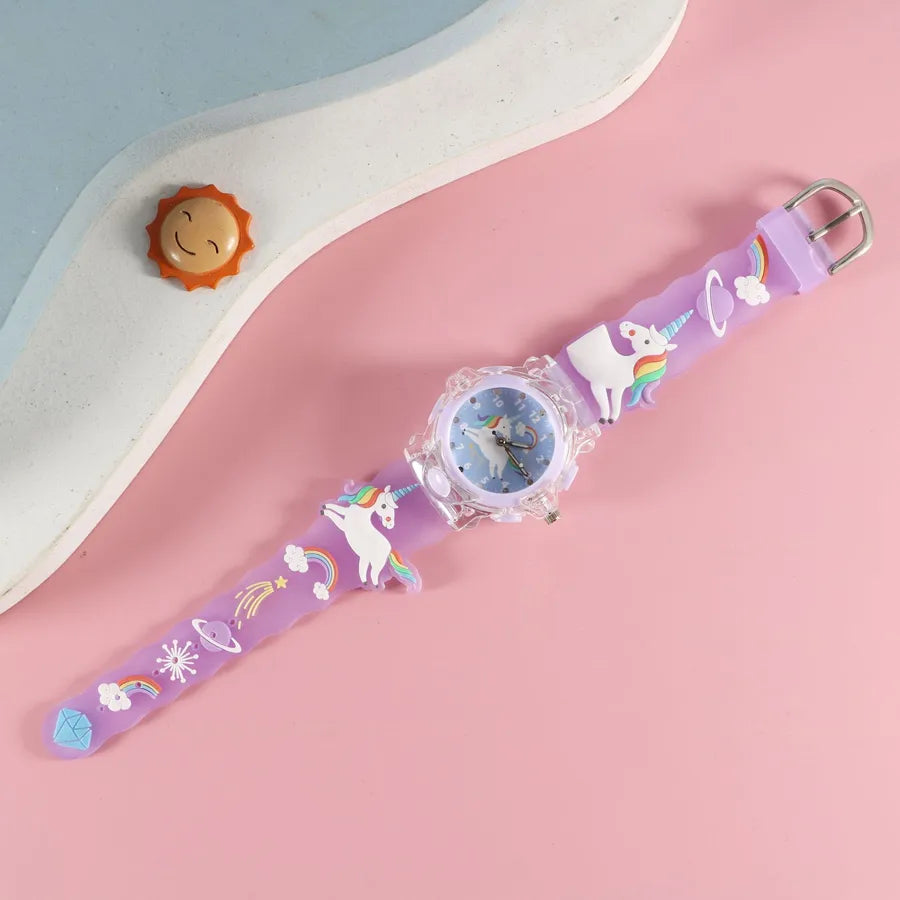 Children's Watch Creative Cartoon Quartz Color Shell Luminous Series Watch Primary School Boys and Girls 3D Viscose Watch