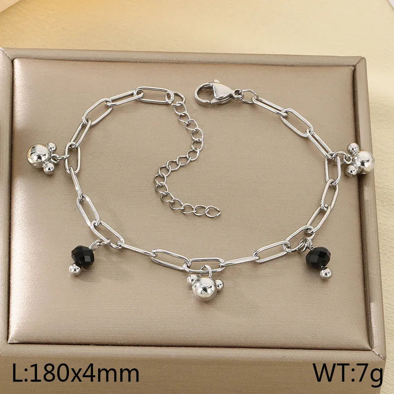 IG Style Vintage Style Cherry Ocean Butterfly 304 Stainless Steel 18K Gold Plated Paperclip Chain Bracelets In Bulk
