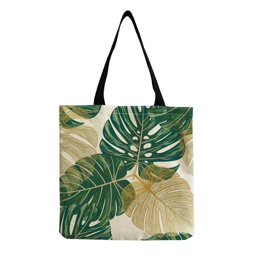 women's tropical leaf shopping bags