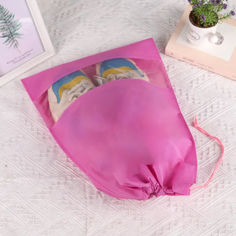 Spot Non-woven Shoe Bag Travel Dustproof Bundle Pocket Clothes Shoes Storage Bag Seasonal Shoes Drawstring Bag Household