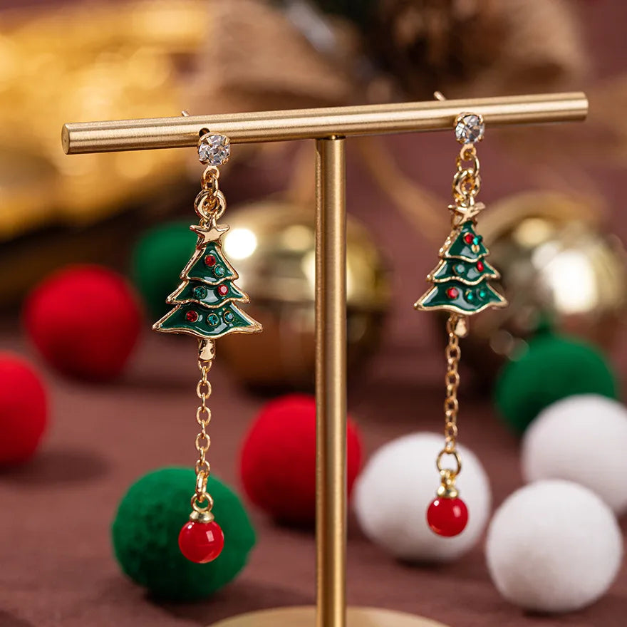 Christmas Theme Alloy Ear Cuff Drop Earrings New Products Small Pendant Diy Accessories Christmas Hat