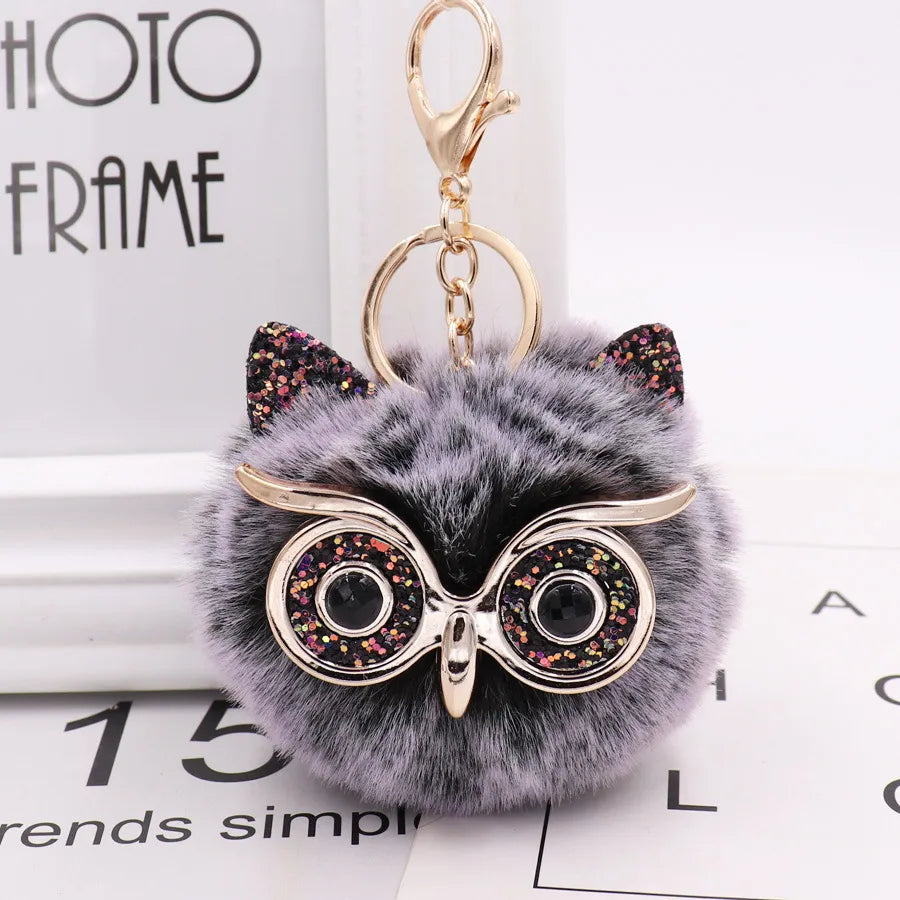 cute owl alloy plush unisex bag pendant keychain 1 piece