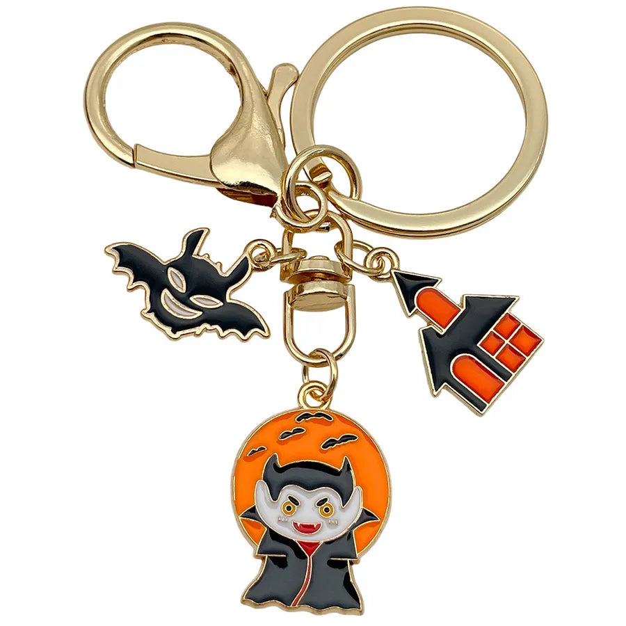 Halloween Ghost Cartoon Couple Car Keychain Pendant Ring Creative Personalized Alloy Bag Decorations Small Hanging Ornaments