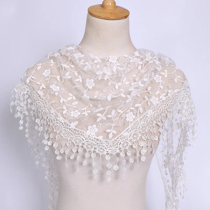 fashion flower polyester lace chiffon scarves