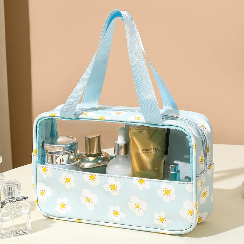 cute pastoral solid color pu leather makeup bags