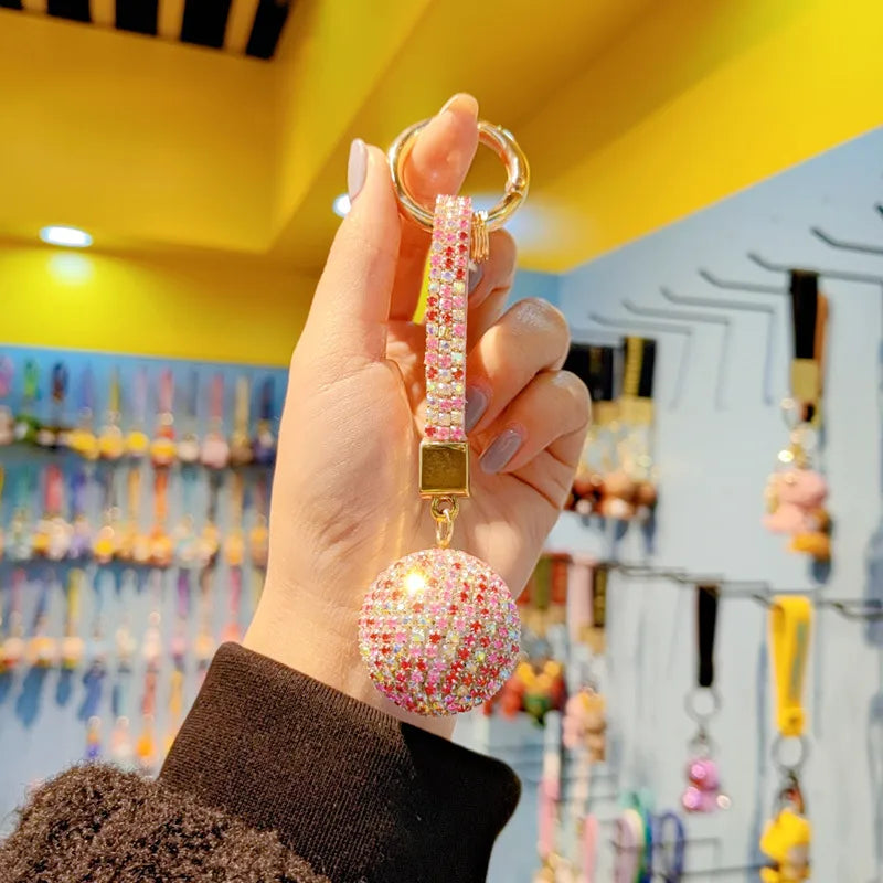 Creative Gift New Crystal Ball Car Keychain Glittering Diamond Ladies Handbag Pendant Christmas Valentine's Day New Year