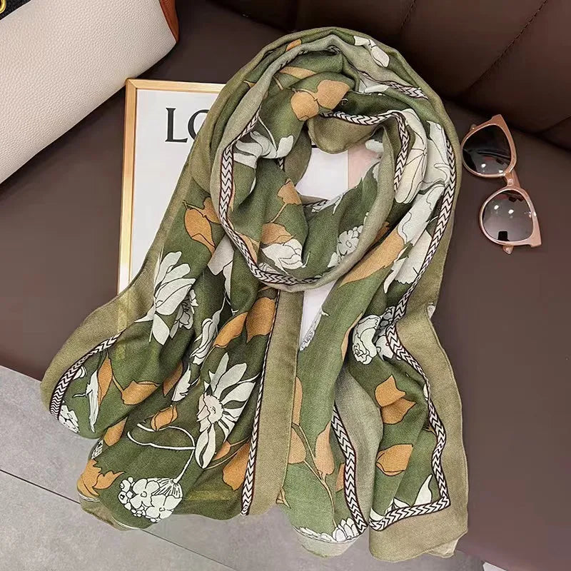 women's fashion star heart shape cotton and linen printing cotton linen scarves
