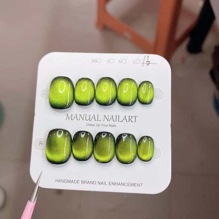 Handmade Wearable Nail Art Phototherapy Finished Product Sparkling Crystal Stone Cat's Eye Removable Starry Sky Pattern Simple Style