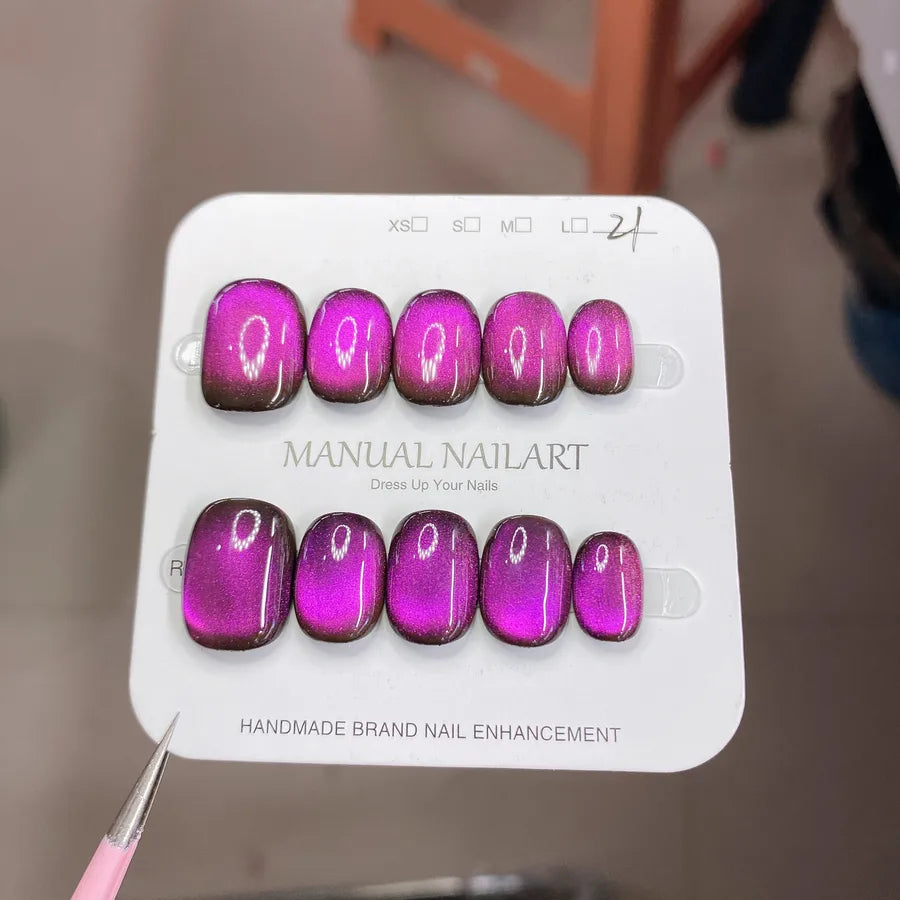 Handmade Wearable Nail Art Phototherapy Finished Product Sparkling Crystal Stone Cat's Eye Removable Starry Sky Pattern Simple Style