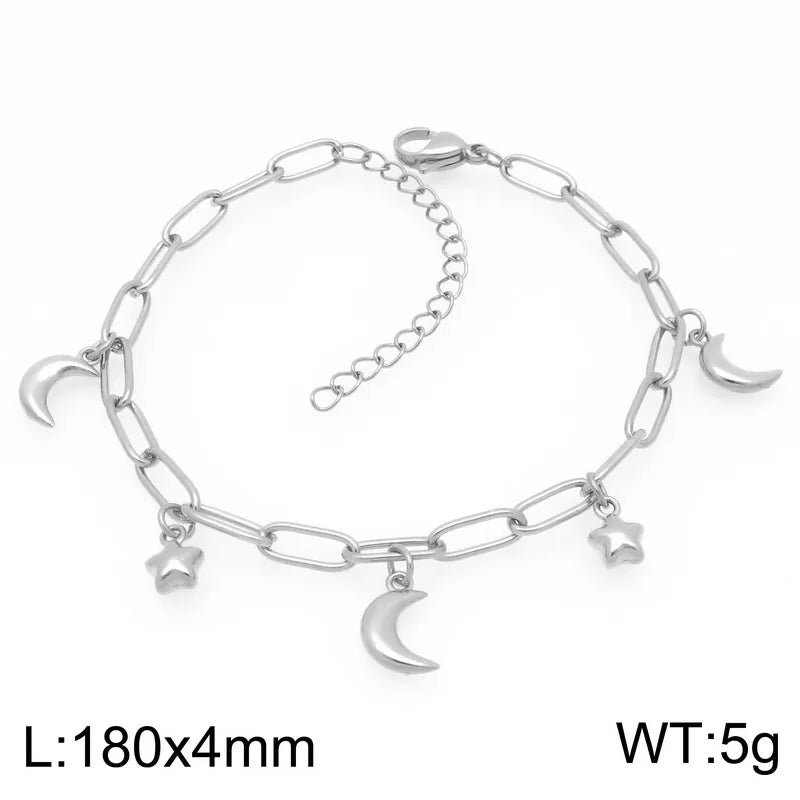 IG Style Vintage Style Cherry Ocean Butterfly 304 Stainless Steel 18K Gold Plated Paperclip Chain Bracelets In Bulk