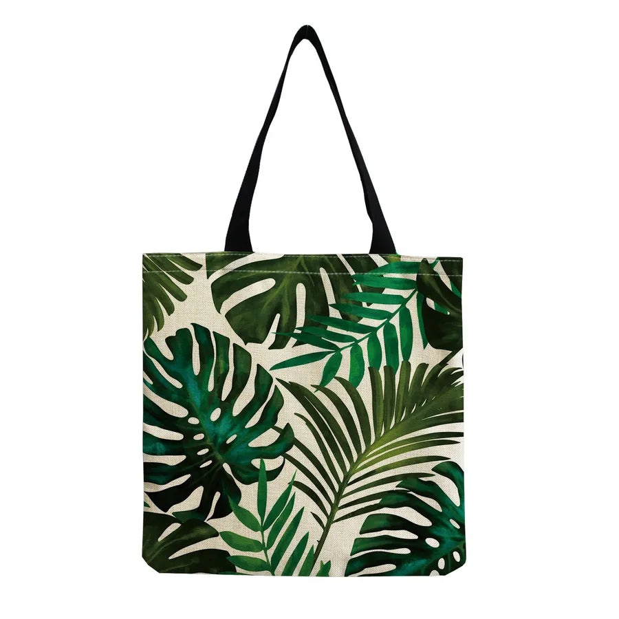 women's tropical leaf shopping bags