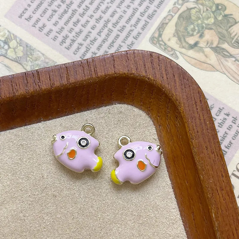 Ocean Tropical Striped Color Block Small Fish Pendant Alloy Enamel DIY Handmade Small Charms Beaded Jewelry