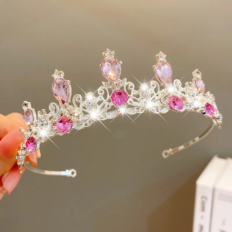 cute crown artificial crystal inlay artificial gemstones crown 1 piece