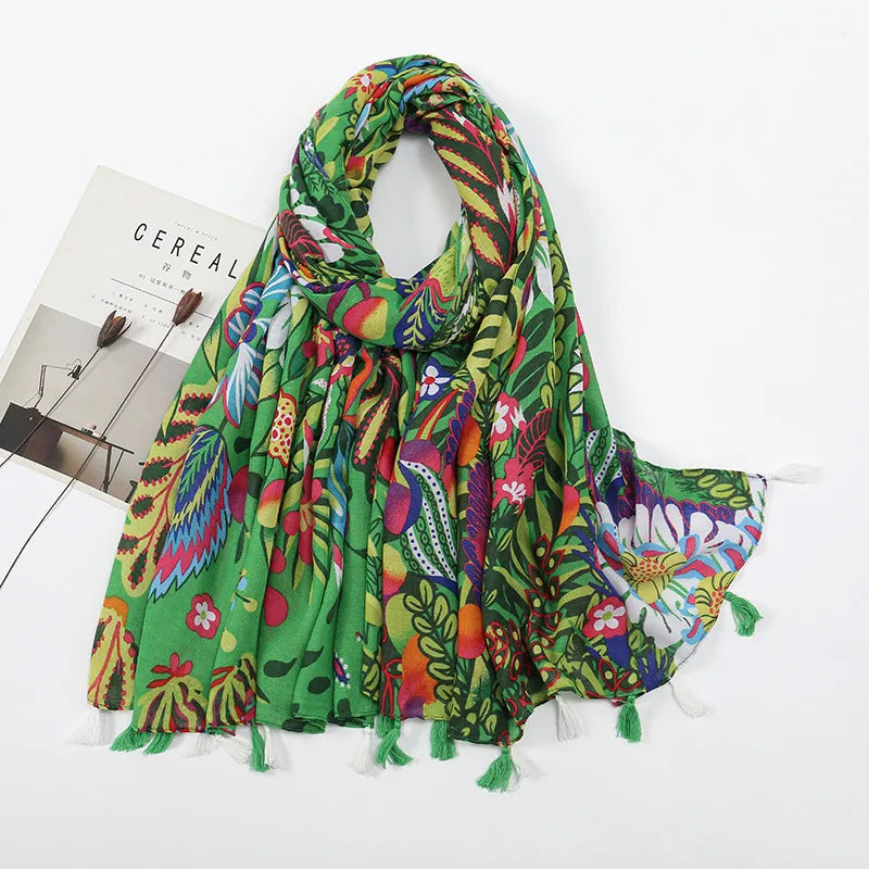 Women's Sweet Color Block Polyester Printing Scarf