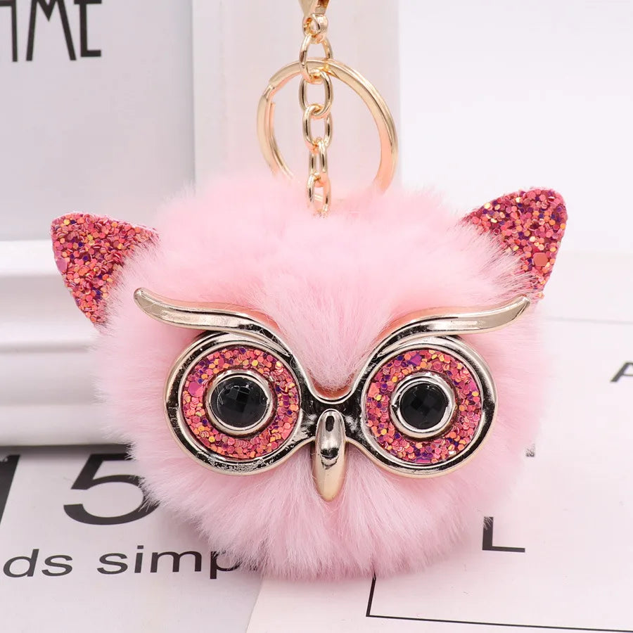 cute owl alloy plush unisex bag pendant keychain 1 piece
