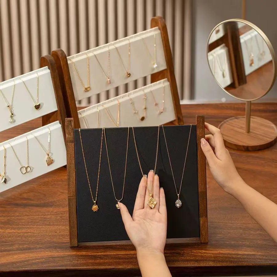 Walnut Wooden Slope Display Stand Jewelry Earring Storage Rack Bracelet Watch Organizer Modern Simple Style Home Decor