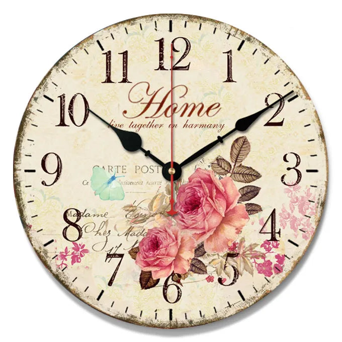 A generation of wall clock retro simple wooden clock wall hanging decorative round clock creative mute clock
