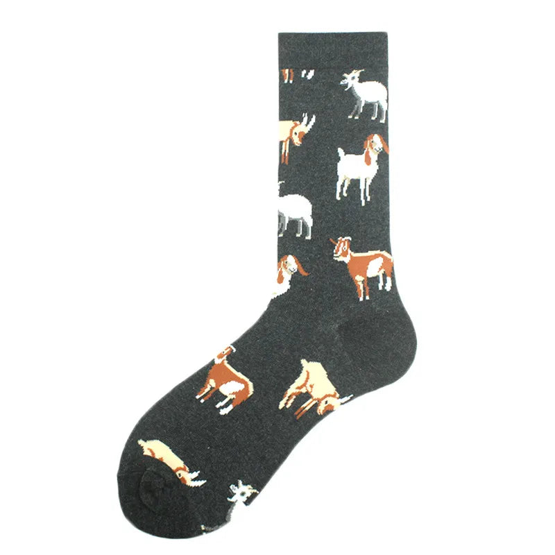 men's fashion cartoon nylon cotton printing crew socks a pair