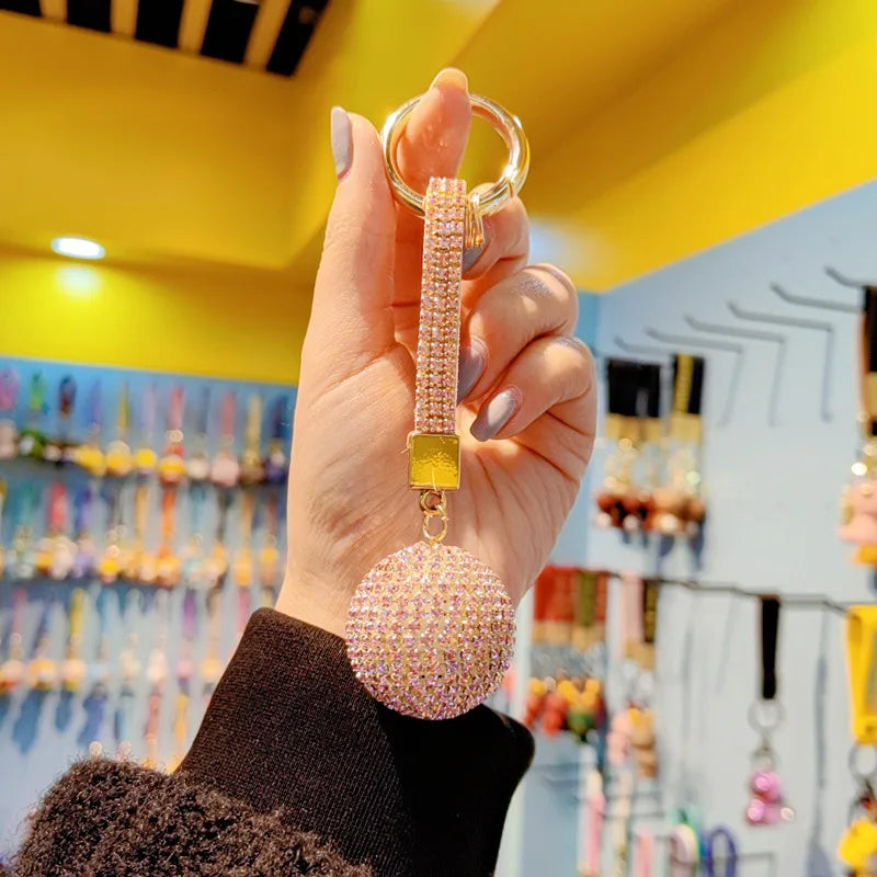 Creative Gift New Crystal Ball Car Keychain Glittering Diamond Ladies Handbag Pendant Christmas Valentine's Day New Year