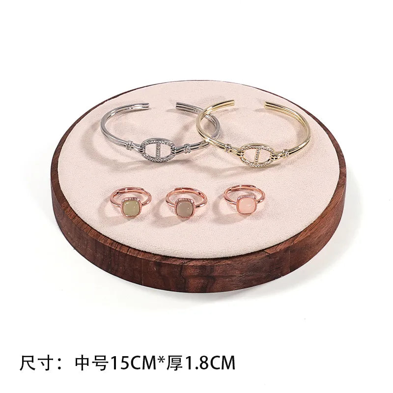 Walnut Round Bracelet Display Stand Chain Bracelet Tray Jewelry Accessory Show Props Solid Wood Hand Chain Display Plate
