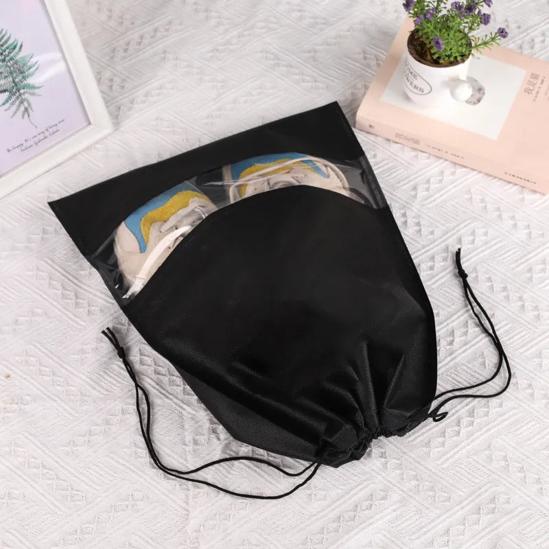 Spot Non-woven Shoe Bag Travel Dustproof Bundle Pocket Clothes Shoes Storage Bag Seasonal Shoes Drawstring Bag Household