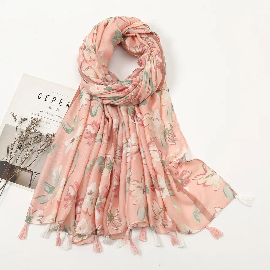 Women's Sweet Color Block Polyester Printing Scarf