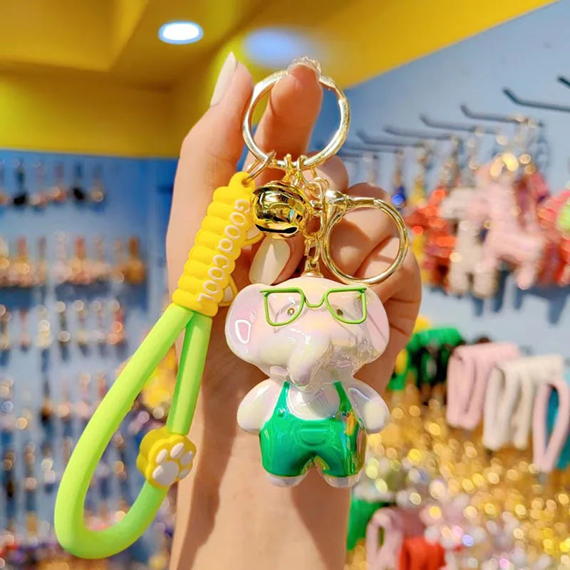 Authentic Electroplated Colorful Elephant Keychains Couple Matching Keys Pendants Acrylic Rabbit Design Gifts For Him And Her